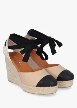 Sale DANIEL Kendall Beige Leather Toe Cap Wedge Espadrilles