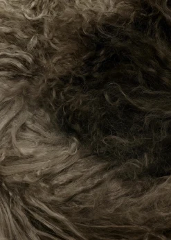 Clearance CHARLOTTE SIMONE Khaki Ombre Shaggy Mongolian Lambswool Scarf