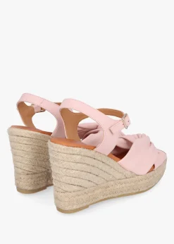 Best DANIEL Kimberly Pink Leather Knotted Wedge Espadrille Sandals