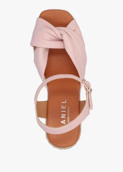 Best DANIEL Kimberly Pink Leather Knotted Wedge Espadrille Sandals