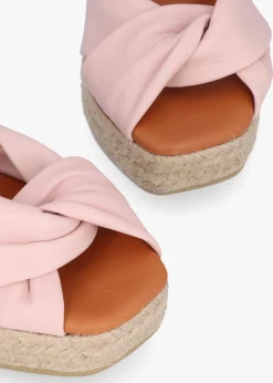 Best DANIEL Kimberly Pink Leather Knotted Wedge Espadrille Sandals