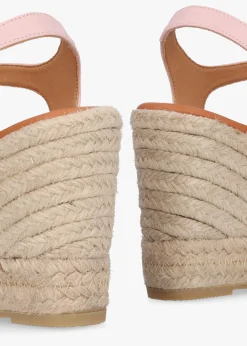 Best DANIEL Kimberly Pink Leather Knotted Wedge Espadrille Sandals