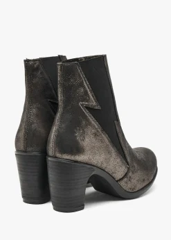 Best FLY LONDON Kimi Graphite Leather Lightning Bolt Heeled Ankle Boots
