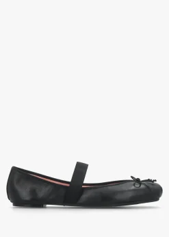 Discount PRETTY BALLERINA Kristen Black Leather Ballet Pumps