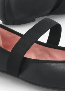 Discount PRETTY BALLERINA Kristen Black Leather Ballet Pumps