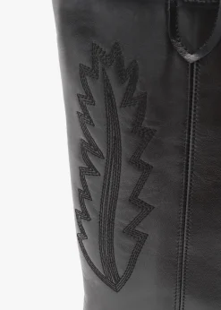 Clearance DANIEL Kubra Black Leather Mid Height Cowboy Boots