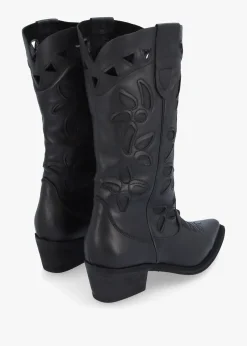 Hot DANIEL Kubra Cutout Black Leather Calf Height Cowboy Boots