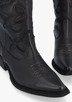 Hot DANIEL Kubra Cutout Black Leather Calf Height Cowboy Boots