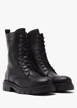 Hot DANIEL Lacie Black Leather Lace Up Ankle Boots