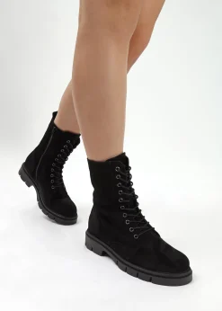 Hot DANIEL Lacie Black Suede Lace Up Ankle Boots