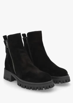 New DANIEL Lagos Black Suede Chunky Low Block Heel Ankle Boots