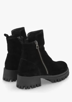 New DANIEL Lagos Black Suede Chunky Low Block Heel Ankle Boots