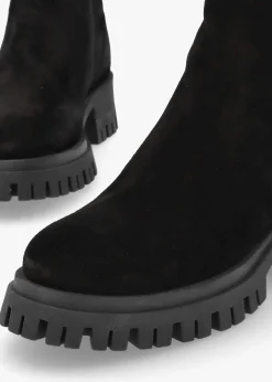 New DANIEL Lagos Black Suede Chunky Low Block Heel Ankle Boots