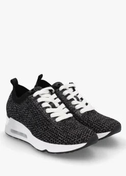 Clearance ASH Laika Knitted Lurex Black Silver Trainers