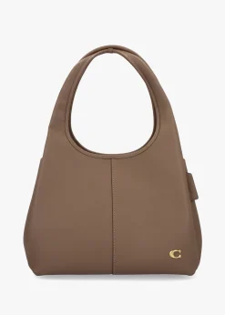 Best COACH Lana Large Dark Stone Leather Shoulder Bag