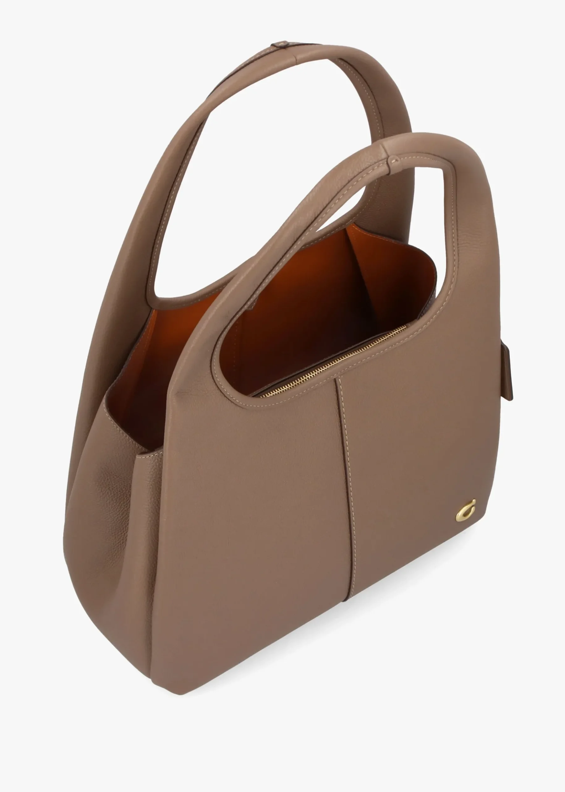 Best COACH Lana Large Dark Stone Leather Shoulder Bag