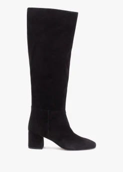 Sale DANIEL Lancey Black Suede Block Heel Knee Boots