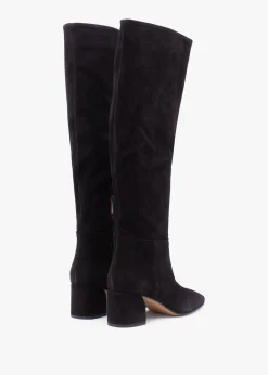 Sale DANIEL Lancey Black Suede Block Heel Knee Boots