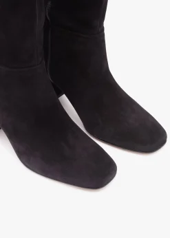 Sale DANIEL Lancey Black Suede Block Heel Knee Boots