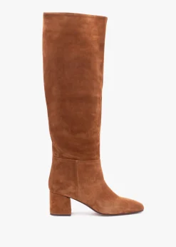 Outlet DANIEL Lancey Tan Suede Block Heel Knee Boots