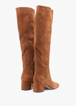 Outlet DANIEL Lancey Tan Suede Block Heel Knee Boots