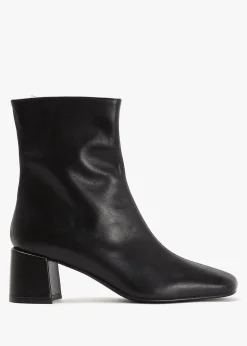 Clearance DANIEL Laney Black Leather Block Heel Ankle Boots