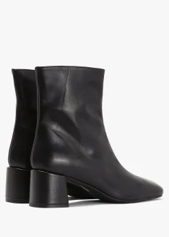 Clearance DANIEL Laney Black Leather Block Heel Ankle Boots