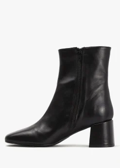 Clearance DANIEL Laney Black Leather Block Heel Ankle Boots