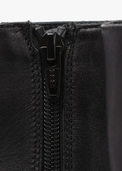 Clearance DANIEL Laney Black Leather Block Heel Ankle Boots