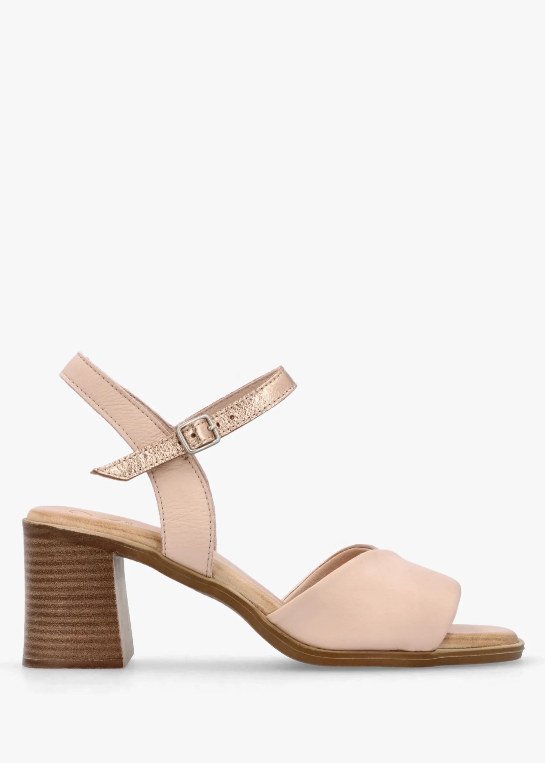 Discount MODA IN PELLE Lanie Pink & Rose Gold Leather Block Heel Sandals