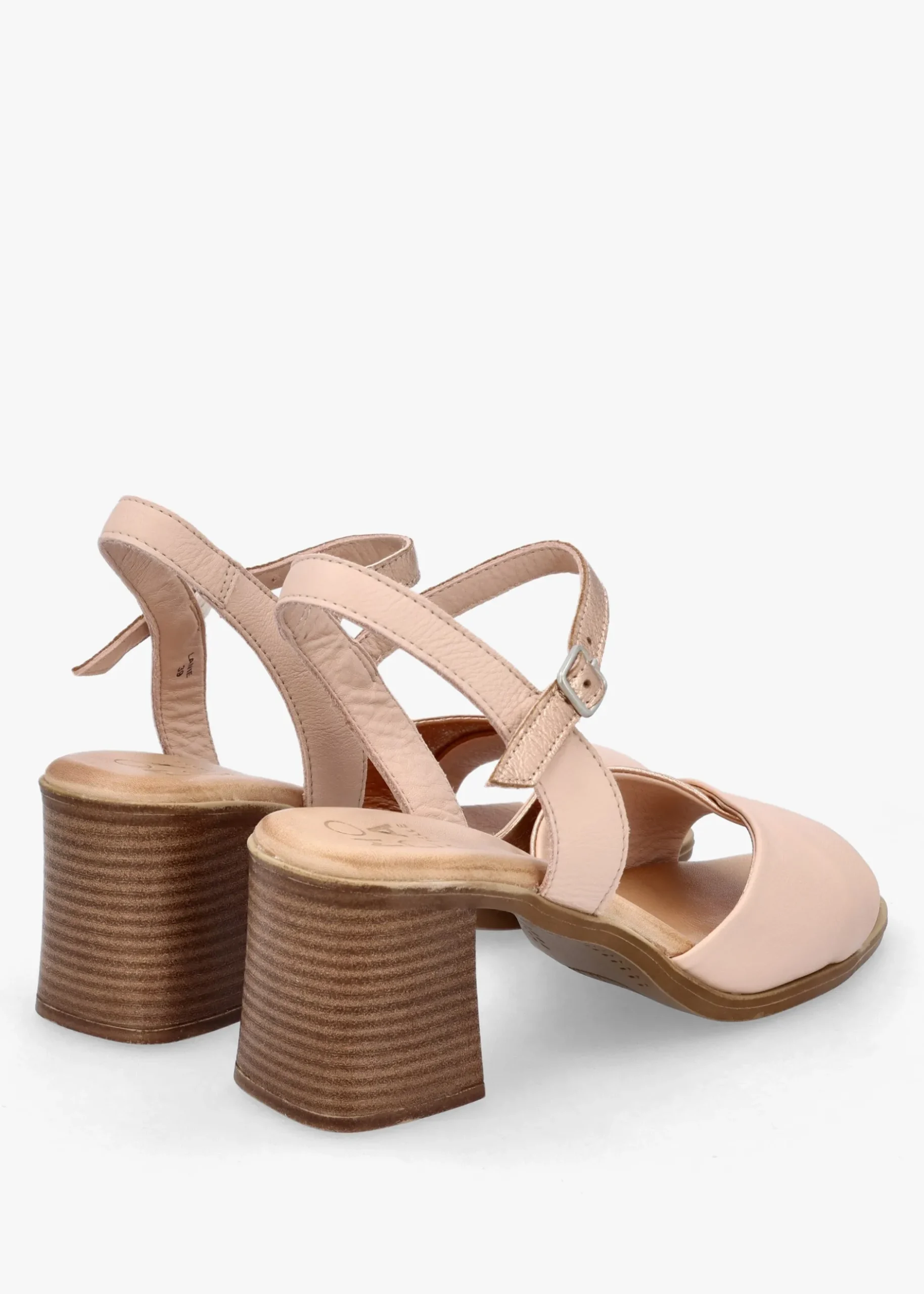 Discount MODA IN PELLE Lanie Pink & Rose Gold Leather Block Heel Sandals