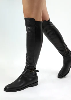 New DANIEL Laren Black Leather Knee Boots