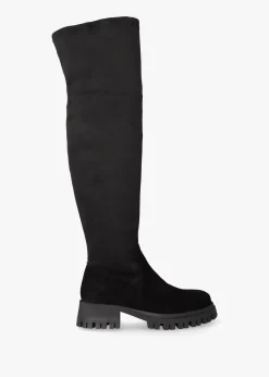 Best DANIEL Larisa Black Suede Stretch Over The Knee Boots