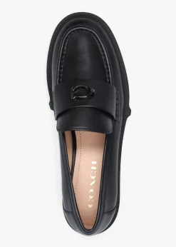 Outlet COACH Leah Black Leather Chunky Loafers