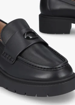Outlet COACH Leah Black Leather Chunky Loafers