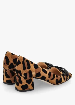 Fashion LUCA GROSSI Leopard Suede Block Heel Court Shoes