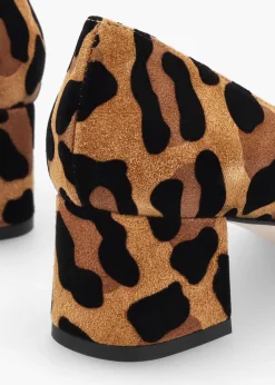 Fashion LUCA GROSSI Leopard Suede Block Heel Court Shoes