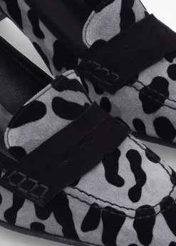 Online LUCA GROSSI Leopard Suede Square Toe Block Heel Loafers