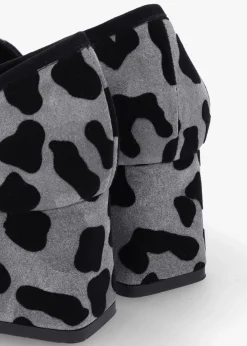 Online LUCA GROSSI Leopard Suede Square Toe Block Heel Loafers