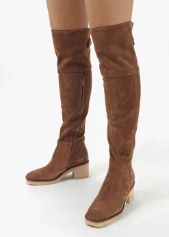 Outlet DANIEL Lette Taupe Suede Over The Knee Boots