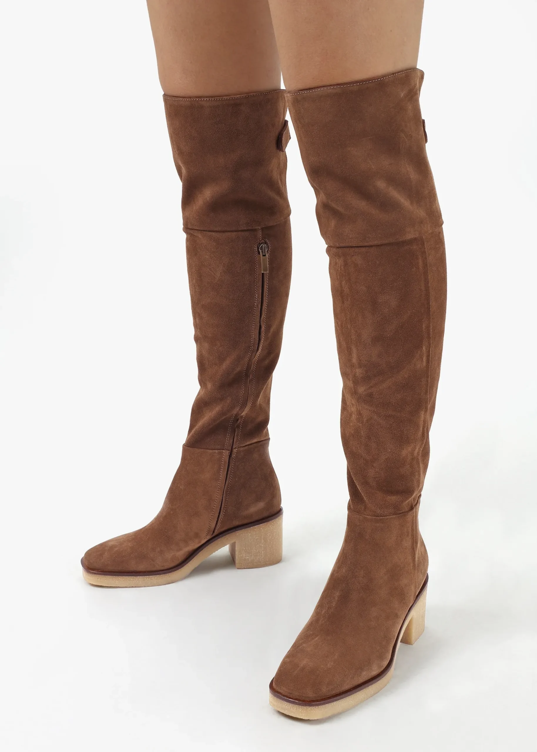 Outlet DANIEL Lette Taupe Suede Over The Knee Boots