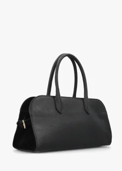 Hot DANIEL Lilah Black Leather & Suede East West Shoulder Bag