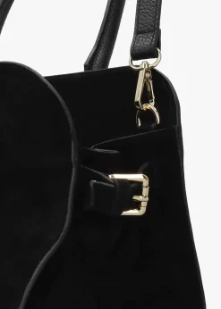 Hot DANIEL Lilah Black Leather & Suede East West Shoulder Bag