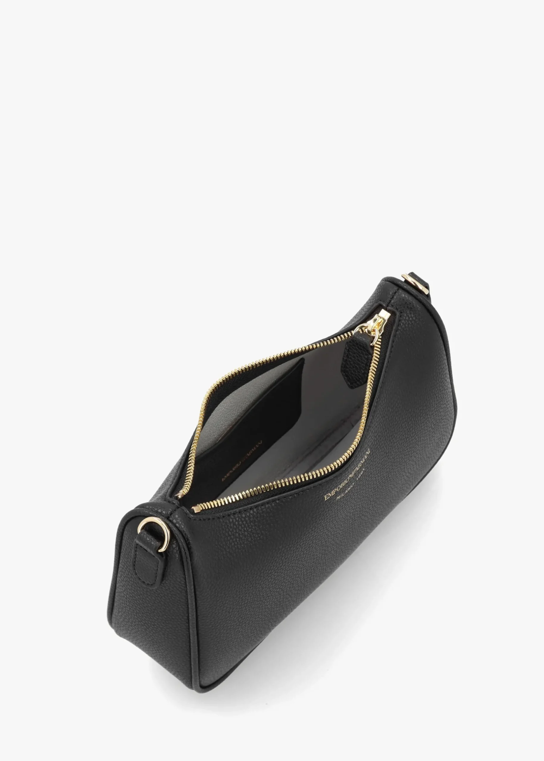 Discount EMPORIO ARMANI Lilly Black Silver Pebbled Baguette Bag