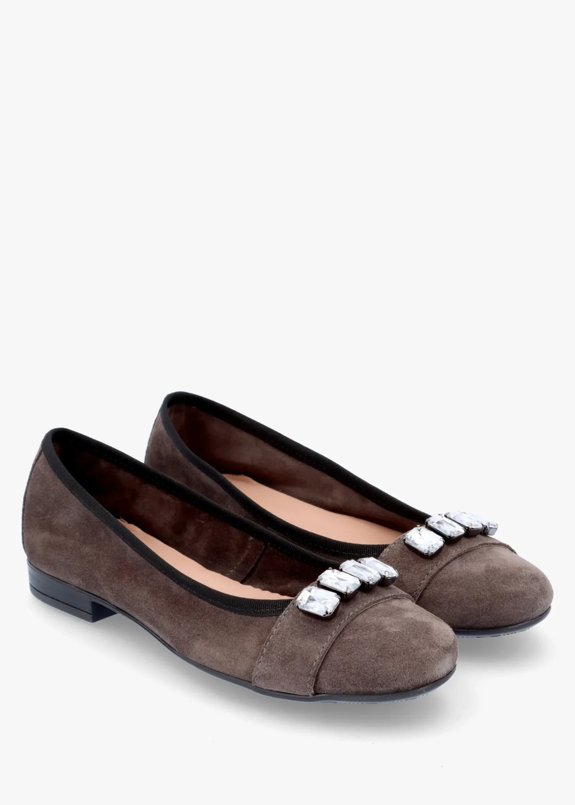 Fashion DANIEL Linky Grey Suede Embellished Ballet Pumps