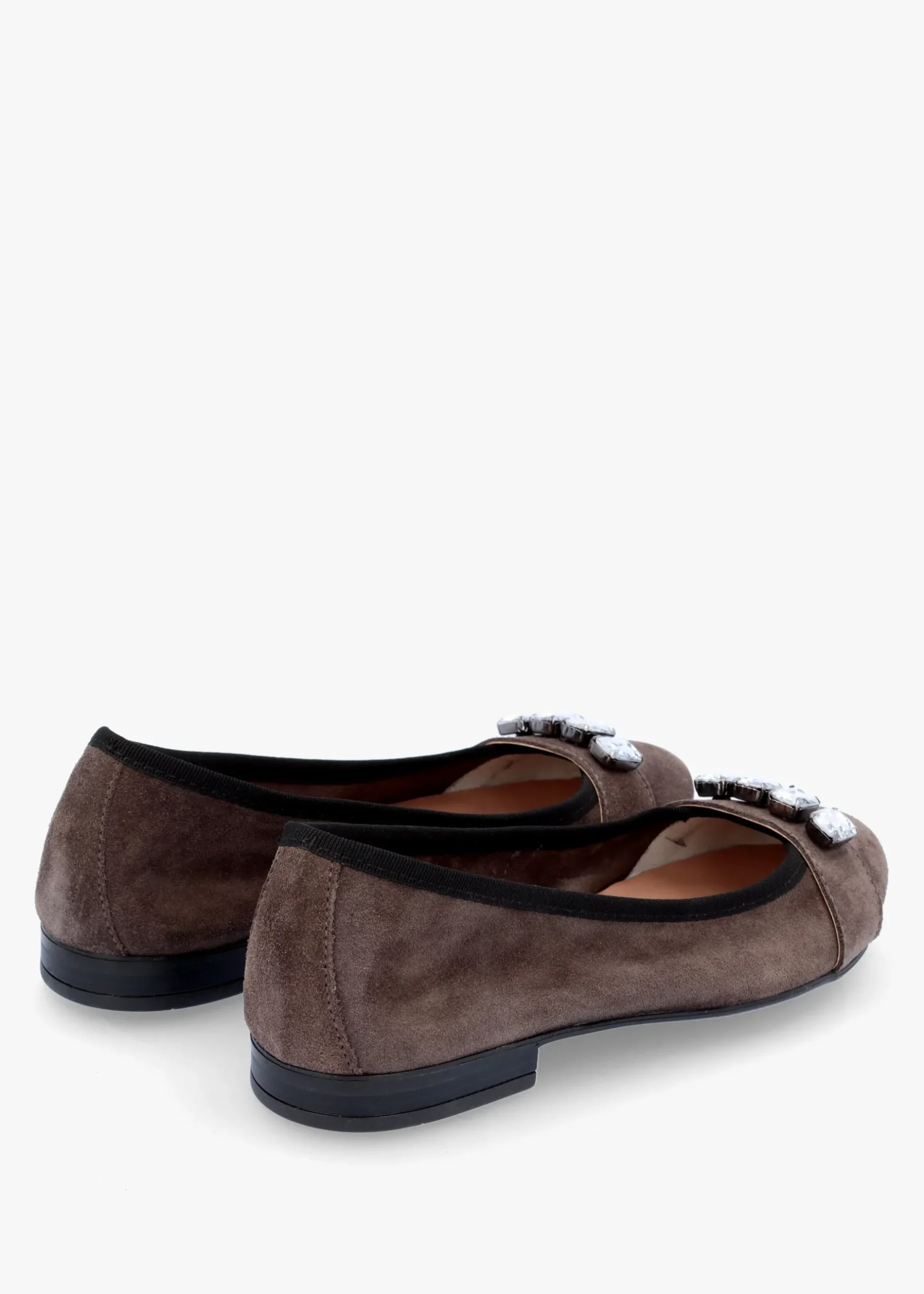 Fashion DANIEL Linky Grey Suede Embellished Ballet Pumps