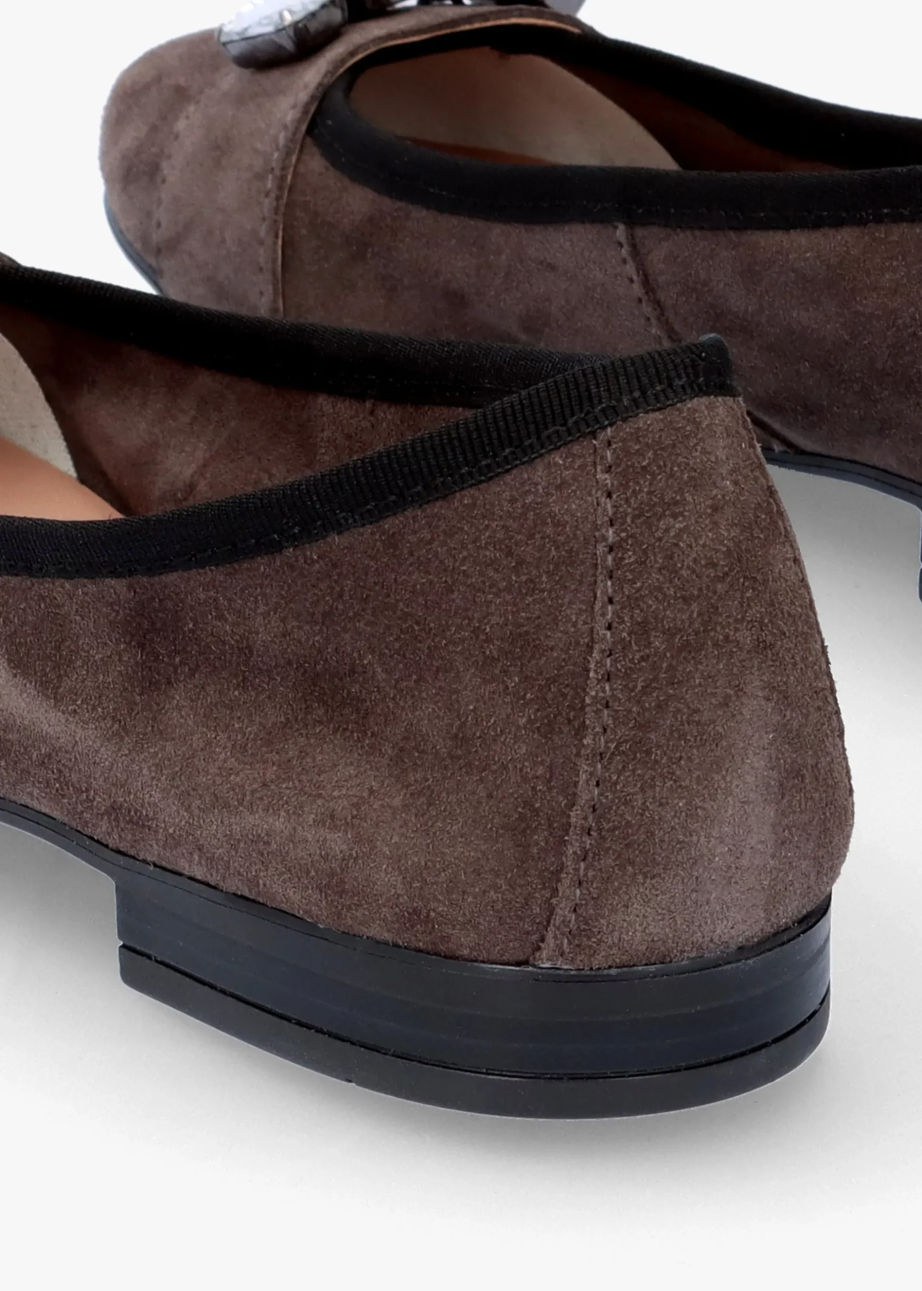 Fashion DANIEL Linky Grey Suede Embellished Ballet Pumps