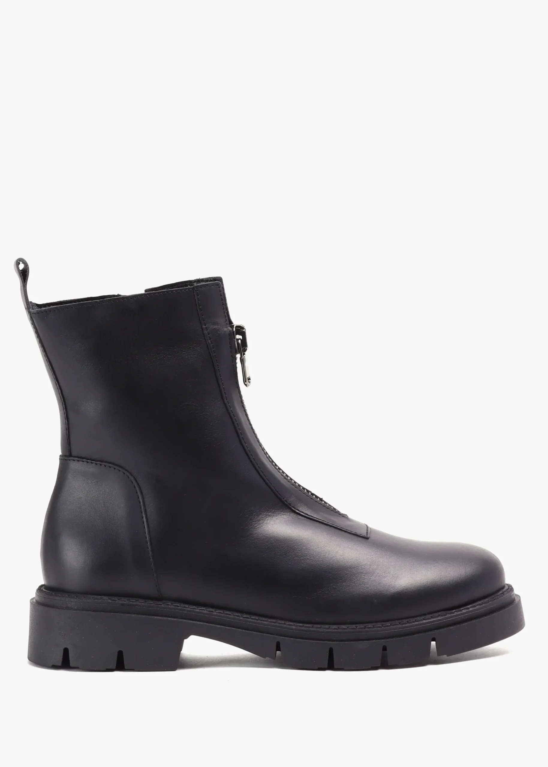 Best DANIEL Lippy Black Leather Front Zip Ankle Boots