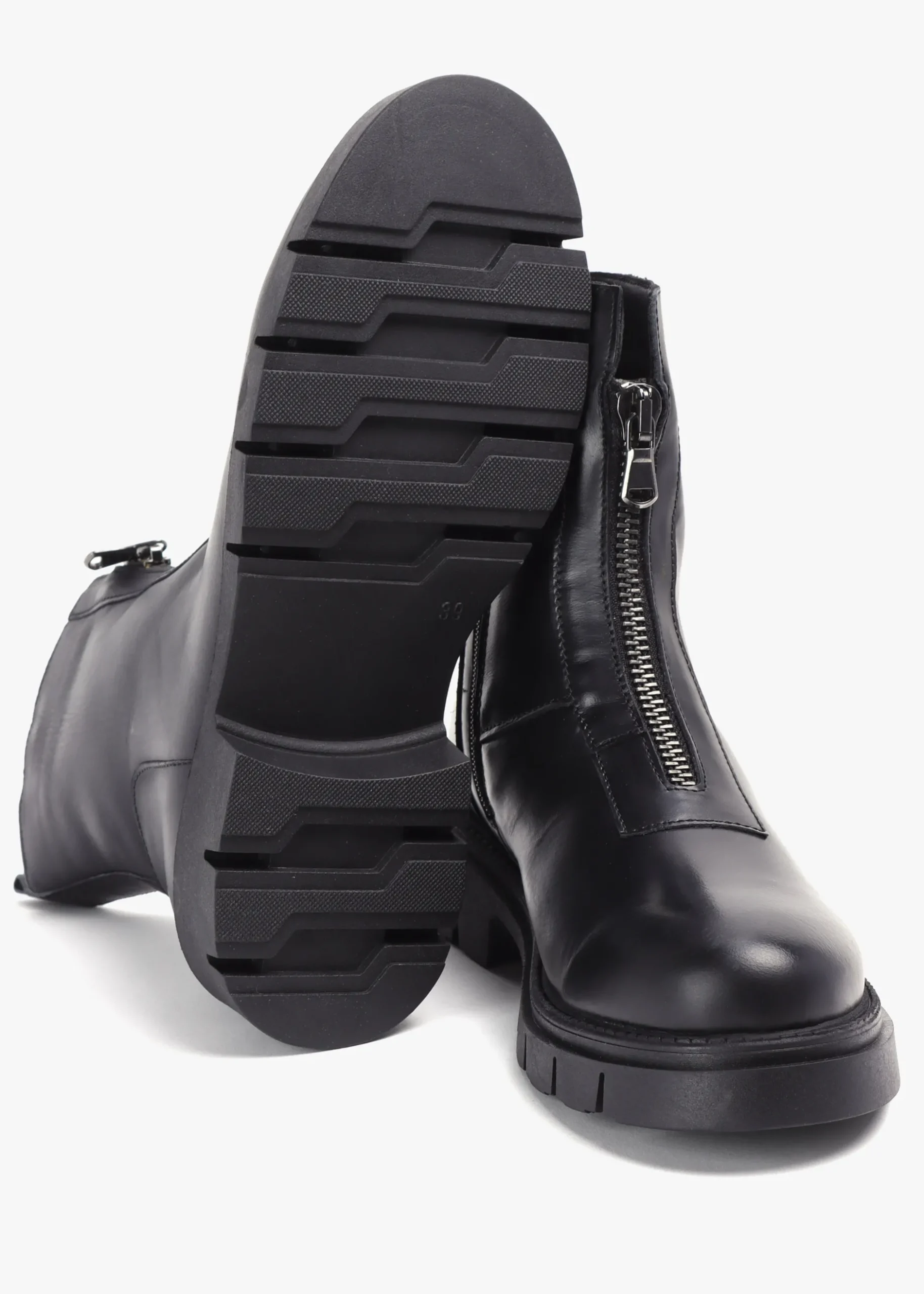 Best DANIEL Lippy Black Leather Front Zip Ankle Boots