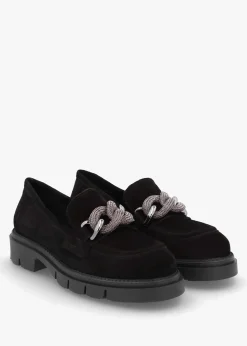 Outlet DANIEL Lisbon Black Suede Link Chain Chunky Loafers